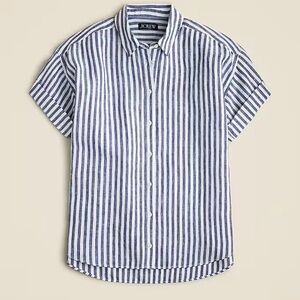 J. Crew Capitaine Striped Baird McNutt Irish Linen Shirt in Dark Evening